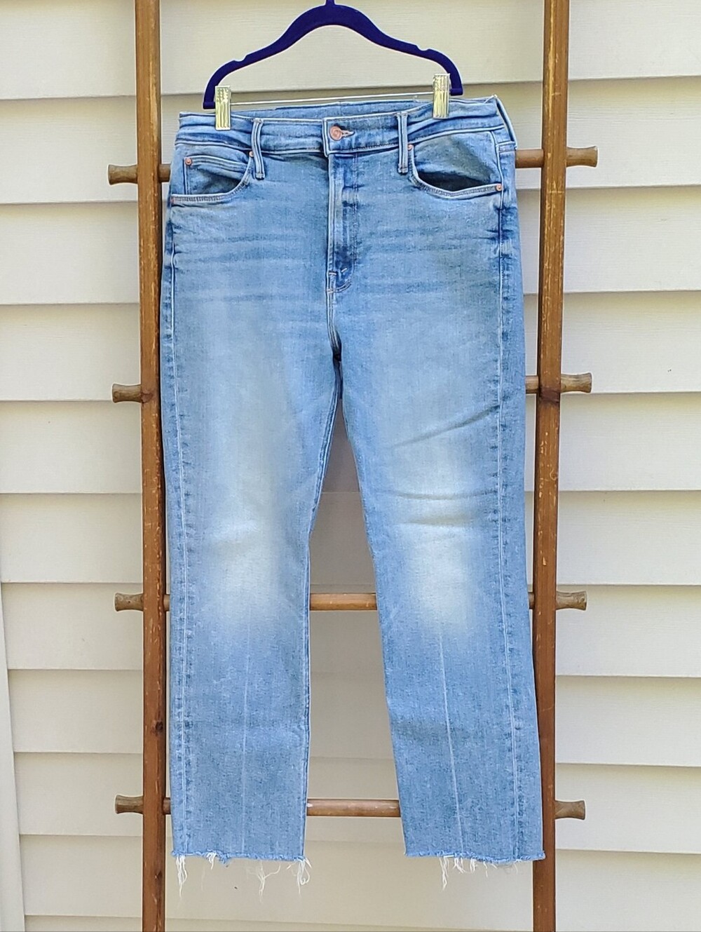 MOTHER The Mid Rise Dazzler Ankle Step Fray Jeans Size 32 - Picture 3 of 8